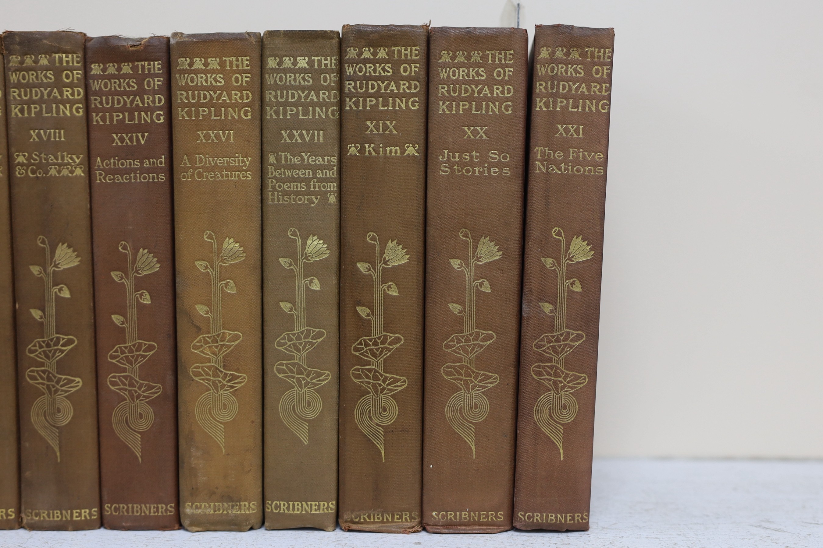 Kipling, Rudyard - The Writings in Prose and Verse, vols 1-24 and 26, 27 (of 36), 8vo, cloth, Charles Scribner’s Sons, New York, 1899-1919 (26)